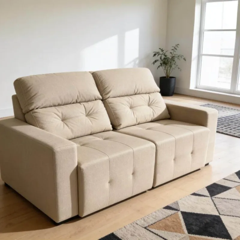 Sillón 2127 Reclinable | Eucalipto Certificado CARB | Asiento Retráctil - 2.00 / Beige — Urumobil en Beige - Sillones y sofás, Uruguay | Urumobil