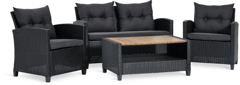 Set jardín VEN 4 plazas negro en Negro - Muebles para el exterior, Uruguay | JYSK