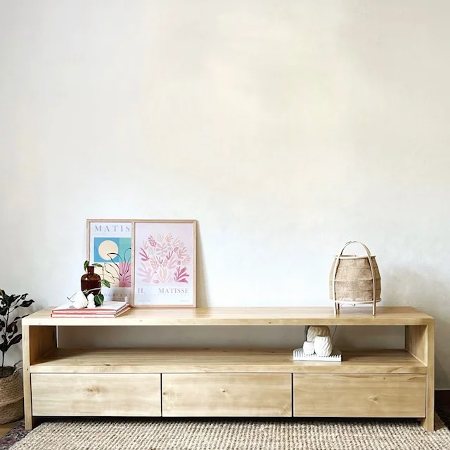 Rack bajo con 3 cajones en Madera natural - Muebles, Uruguay | Decoramuss