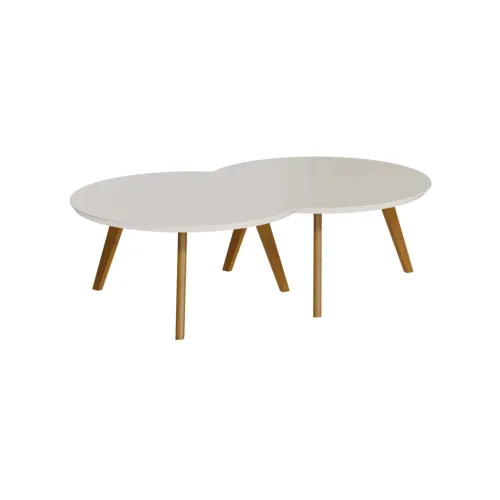 Mesa de centro classic - Luna - Conjunto - Línea Manhattan - Nogal claro en Off-white - Mesas de living, Uruguay | Nario Hogar
