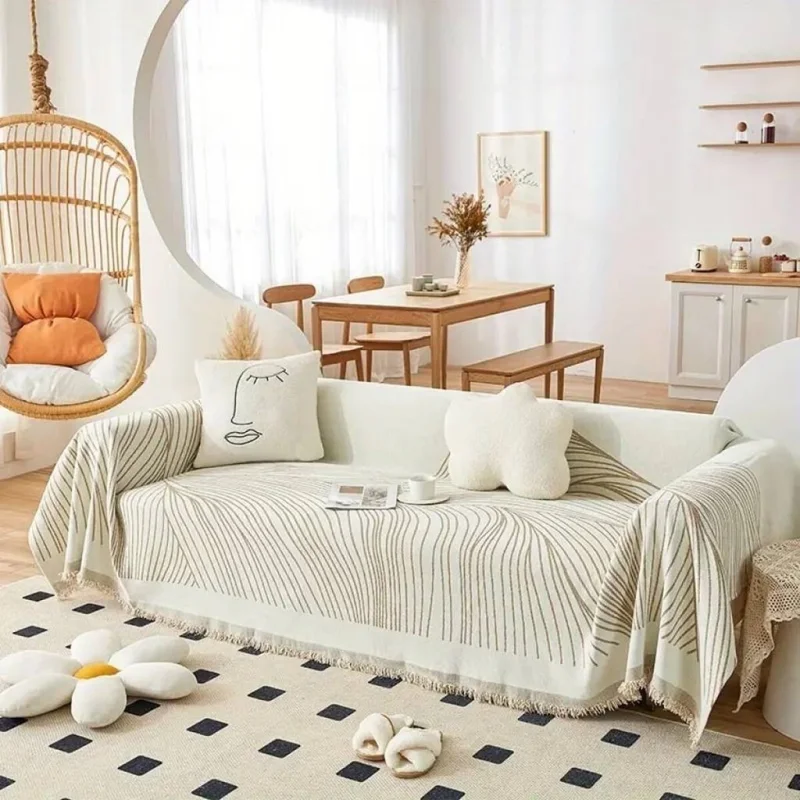 Manta para sillón y cama con diseños marrón - 180 x 280 cm en Beige - Textiles, Uruguay | Buho Store, vista 8