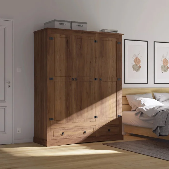 Ropero 3 Puertas - Madera Maciza - Línea Monterrey - Nogal en Marrón - Roperos y placares, Uruguay | Ecowood, vista 2