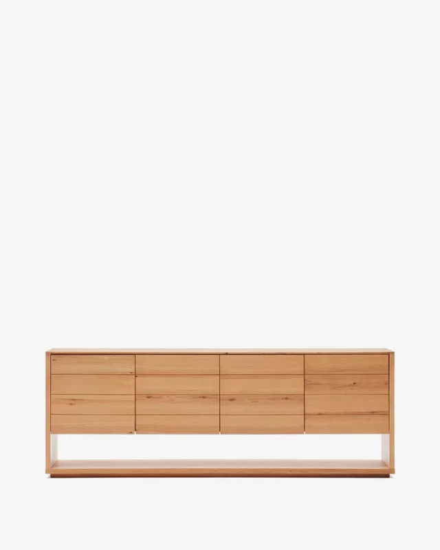 Aparador Alguema - 4 puertas en chapa de roble con acabado natural 200 x 74 cm en Madera natural - Aparadores y recibidores, Uruguay | Kavehome, vista 7