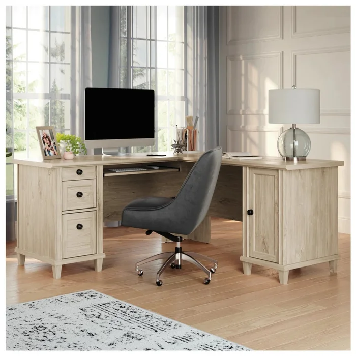 Escritorio Esquinero en L de Oficina con Cajones - Sauder - Linea Hammond en Madera natural - Escritorios, Uruguay | Ecowood, vista 2