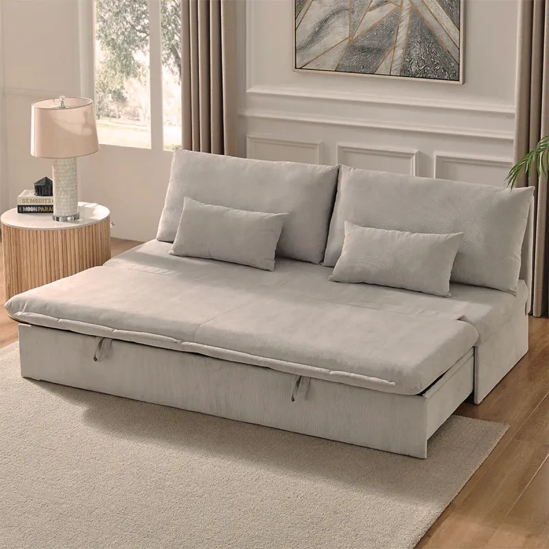 Sofá Cama Con Baúl - 3 cuerpos - Natur en Celeste - Sillones y sofás, Uruguay | Delta Center