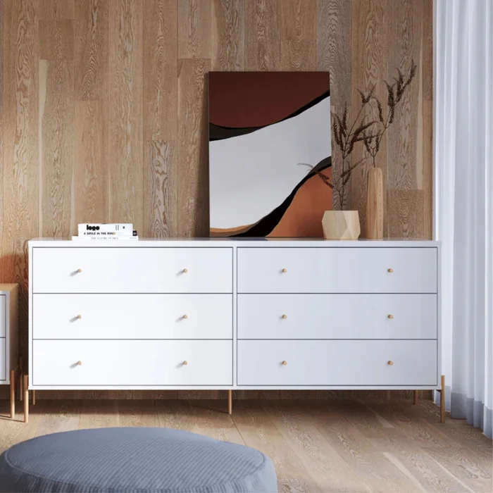 Cómoda Aparador Jasper 1.82 - White Gloss Gold en Blanco - Cómodas, Uruguay | Rústico Hogar, vista 3