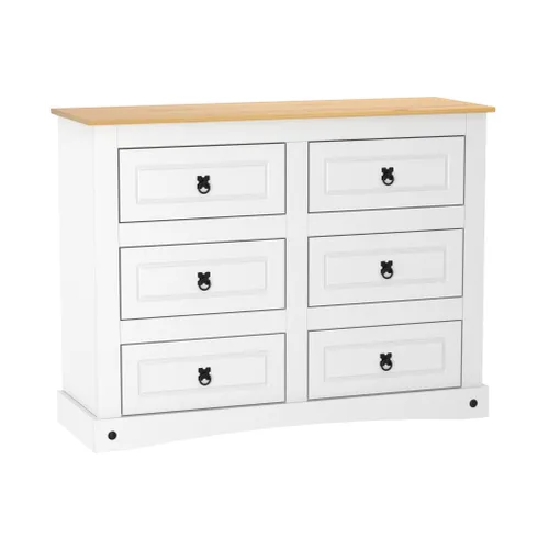 Comoda 6 Cajones Linea Mexicana Cajonera Para Dormitorio E1634 en Blanco con tapa nogal - Sillones y sofás, Uruguay | Soy Hogar