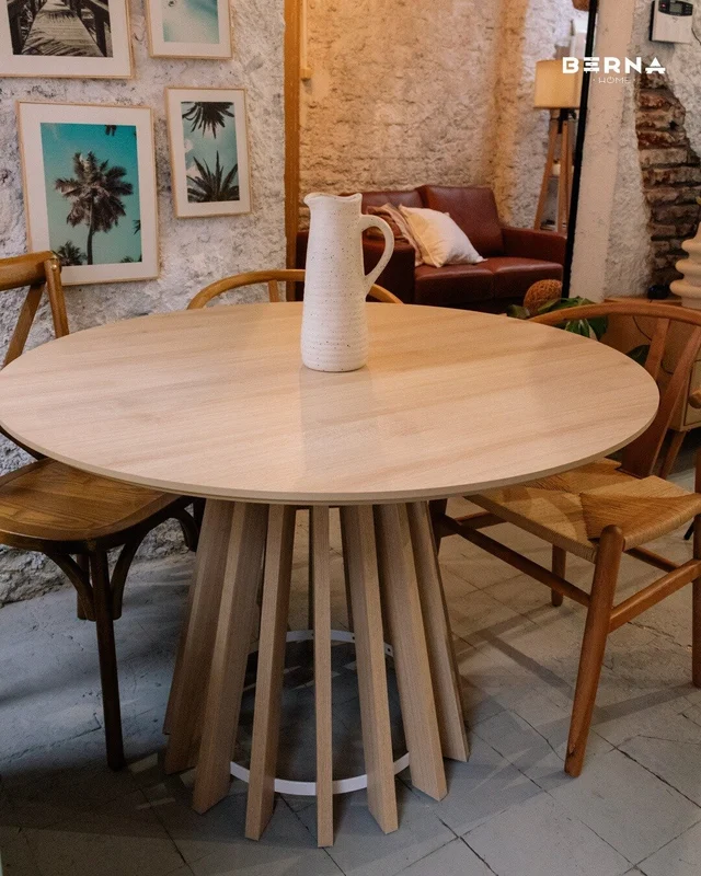 Mesa de Comedor Pipa Redonda 110cm - Crudo en Blanco - Mesas de comedor, Uruguay | Berna Home, vista 5