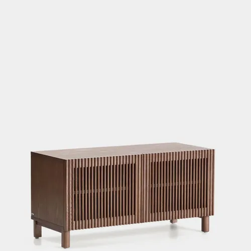 Zapatero Beyla 2 puertas de chapa y madera maciza de fresno con acabado tono nogal 98,5 cm en Marrón - Butacas, banquetas y puffs, Uruguay | Kavehome