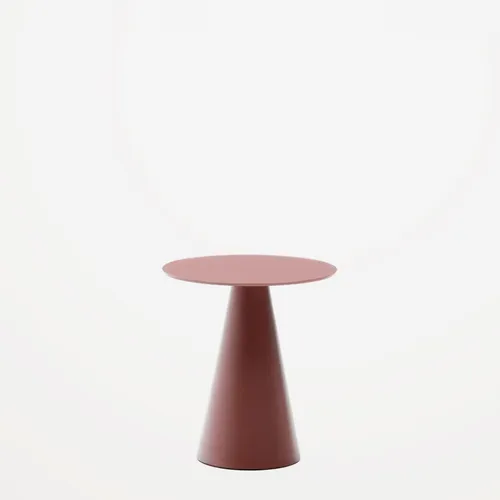 Mesa auxiliar Wilshire cristal templado glaseado y acero acabado - pintado terracota mate Ø50cm en Rojo - Mesas de arrimo, Uruguay | Kavehome