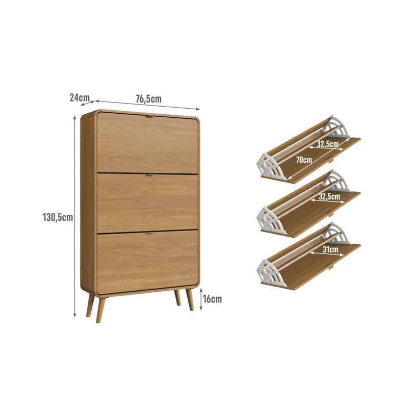 Zapatera Alba 9B – Roble en Madera natural - Aparadores y recibidores, Uruguay | RM Muebles y Deco, vista 4