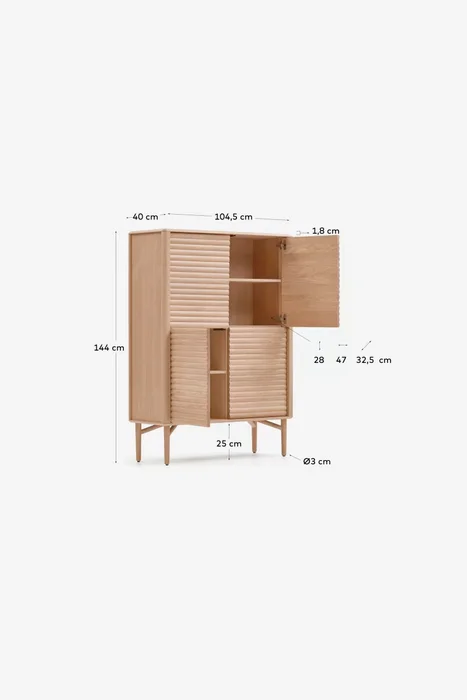 Aparador Lenon - 4 puertas madera maciza y chapa de roble 104,5 x 144 cm FSC MIX Credit en Madera natural - Aparadores y recibidores, Uruguay | Kavehome, vista 10