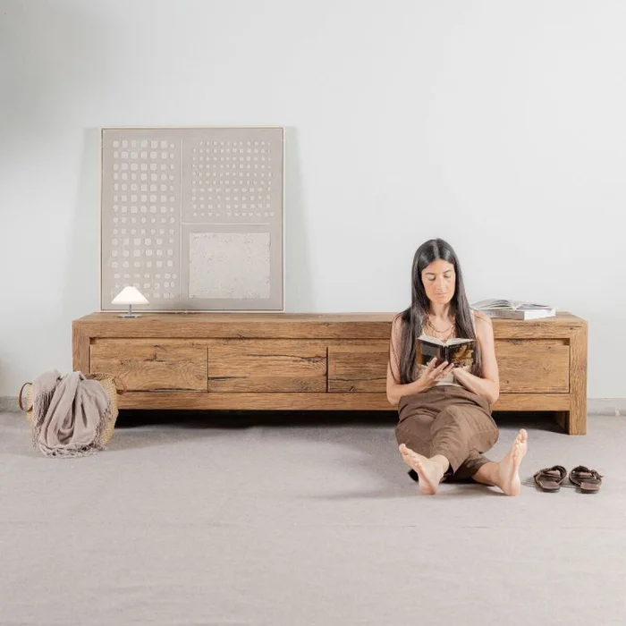 Rack Roble en Madera natural - Muebles para TV, Uruguay | Fábrica Italiana