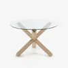 Mesa Lotus Ø 120 cm - de cristal patas madera maciza de roble en Madera natural - Mesas de comedor, Uruguay | Kavehome, vista 1 de 6