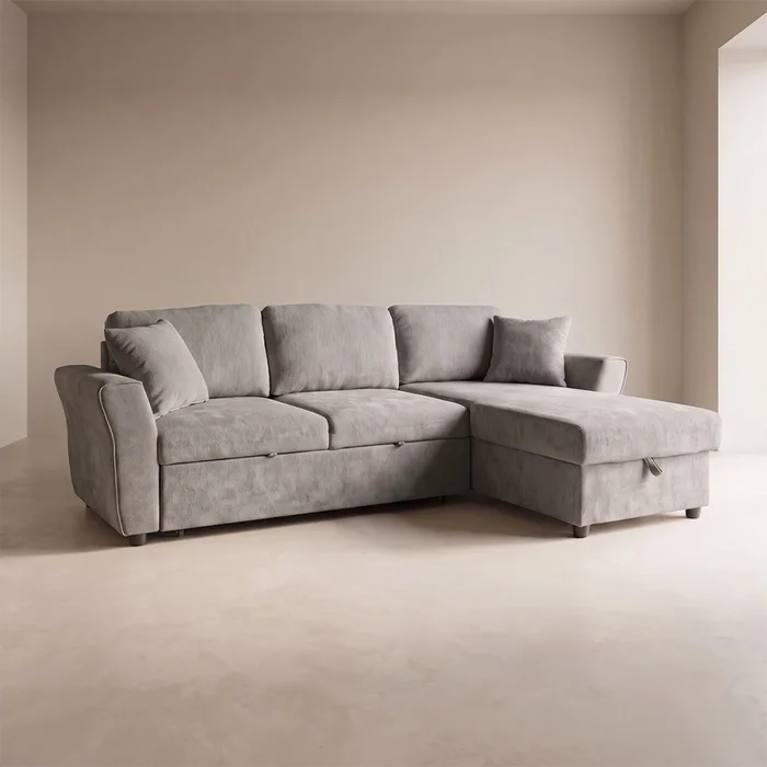Sofá Cama Chaise/baúl Tela Gris Bristol en Gris - Sillones y sofás, Uruguay | Divino