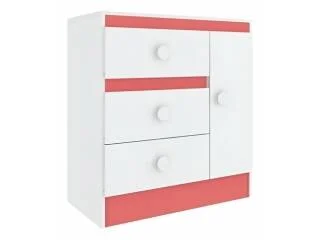 Comoda 1P 3C Blanco/Rosa-Azul en Blanco - Cómodas, Uruguay | Que Sal Muebleria, vista 3