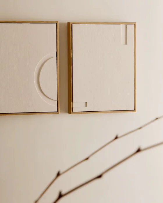 Set Sefri de 2 cuadros blanco 30 x 40 cm en Blanco, Natural - Decoración de pared, Uruguay | Kavehome, vista 2