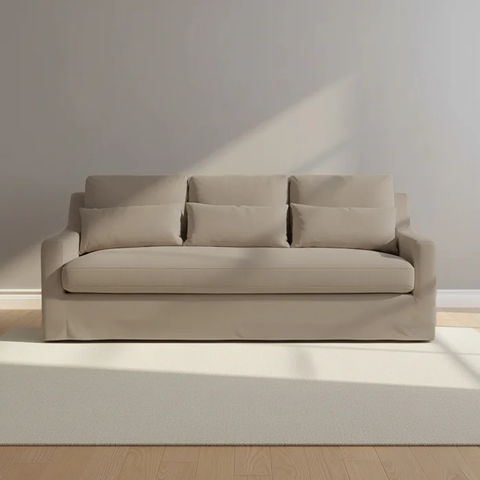 Sofá 3 Cuerpos Tela Verde Singapur Khaki en Beige - Sillones y sofás, Uruguay | Divino