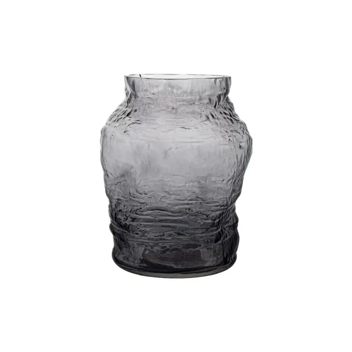 FLORERO VIDRIO LABRADO 14.5x14.5x22CM GRIS en Gris - Jarrones, Uruguay | Koz