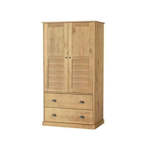 Ropero 2 Puertas - 2 Cajones - Línea Oslo - Natural en Madera natural - Roperos y placares, Uruguay | Ecowood