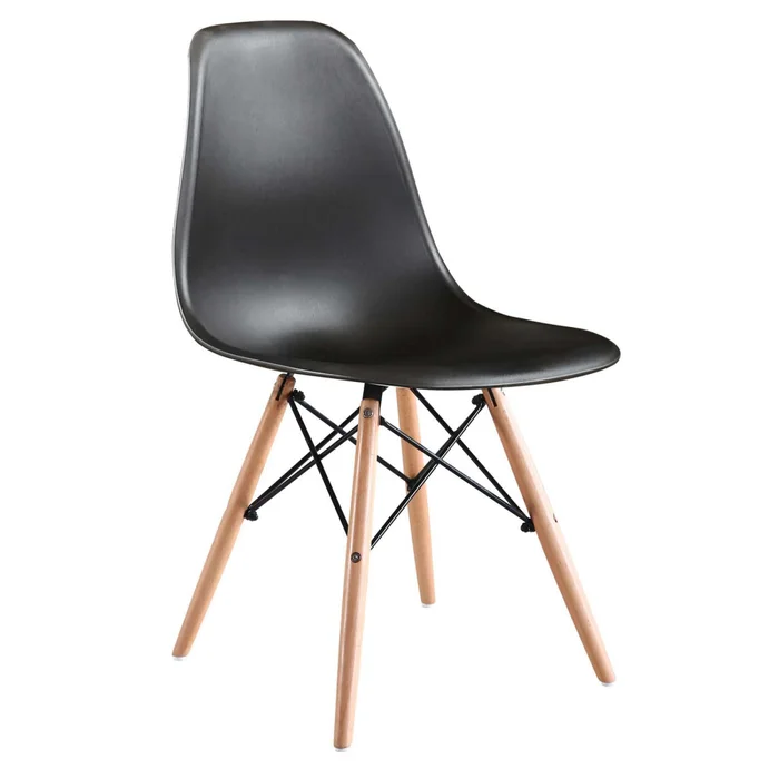 Silla De Comedor Polipropileno-y-madera Negro Estilo Eames en Negro - Sillas, Uruguay | Divino, vista 2
