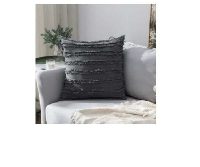 Almohadón con aplique Dark Grey en Gris - Textiles, Uruguay | Finkel