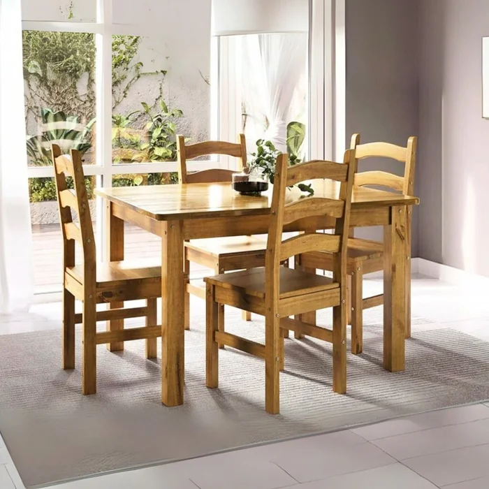 Juego de comedor - 4 sillas 120 cm - Italia en Marrón - Mesas de comedor, Uruguay | Rústico Hogar