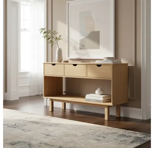 Aparador 3C Mel/gris Linea Nordica en Madera Maciza en Madera natural - Aparadores y recibidores, Uruguay | Que Sal Muebleria