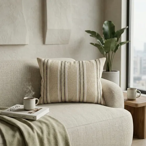 Almohadón Algodón Raya Gris rectangular en Gris - Textiles, Uruguay | Indrana