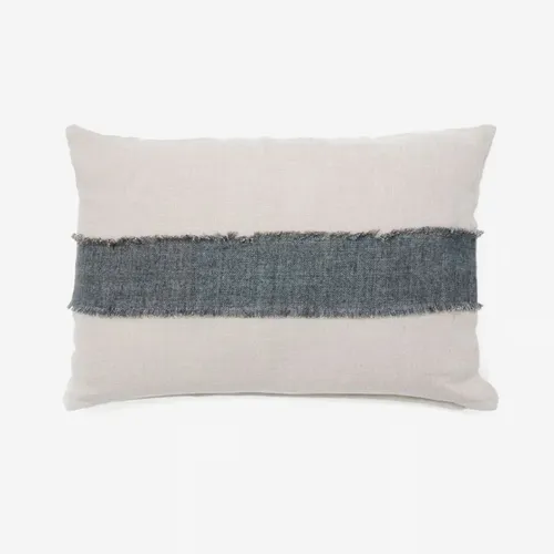 Almohadón Daf 100% de lino - beige y gris con flecos 40 x 60 cm en Beige - Textiles, Uruguay | Kavehome