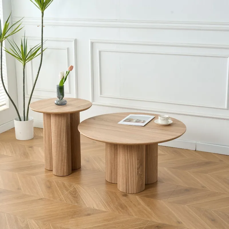 MESA DE CENTRO MONICA SET Roble CIRCULAR - Mesas de comedor, Uruguay | Viasono