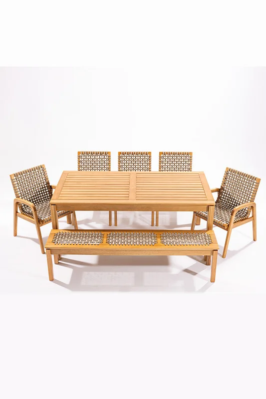 BANCO TRACO CUERDA RAMI 140x37x43CM JATOBA en Madera natural - Muebles para el exterior, Uruguay | Vinibel, vista 6