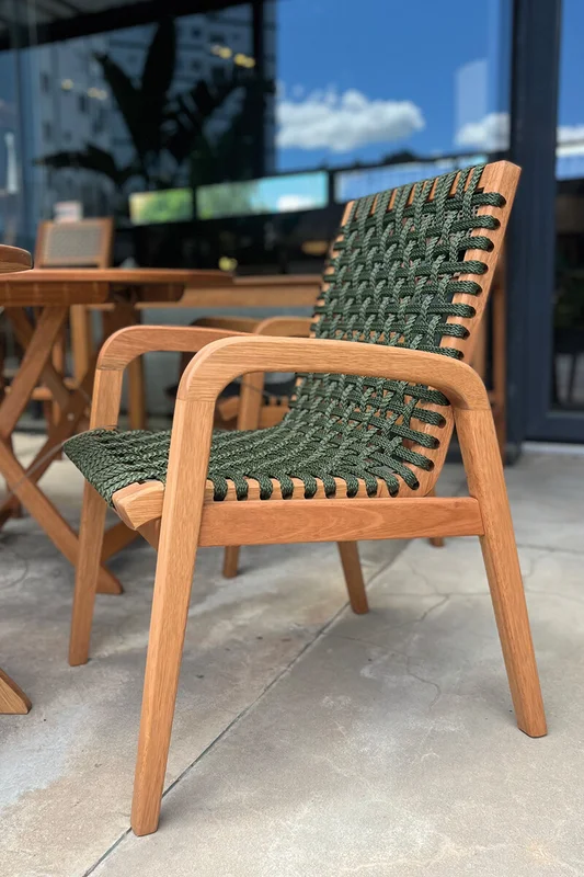 SILLA TRACO C/BRAZO CUERDA VERDE 56x62x85CM JATOBA en natural y - Muebles para el exterior, Uruguay | Vinibel, vista 4