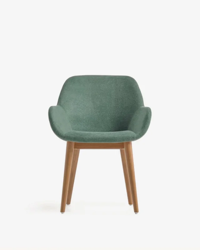 Silla Konna - verde y patas de madera maciza de fresno acabado oscuro en Verde - Sillas, Uruguay | Kavehome, vista 6