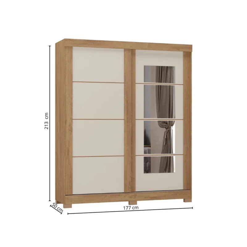 Ropero 2 puertas corredizas con espejo - Blanco en Blanco - Roperos y placares, Uruguay | La Cueva Muebles, vista 4