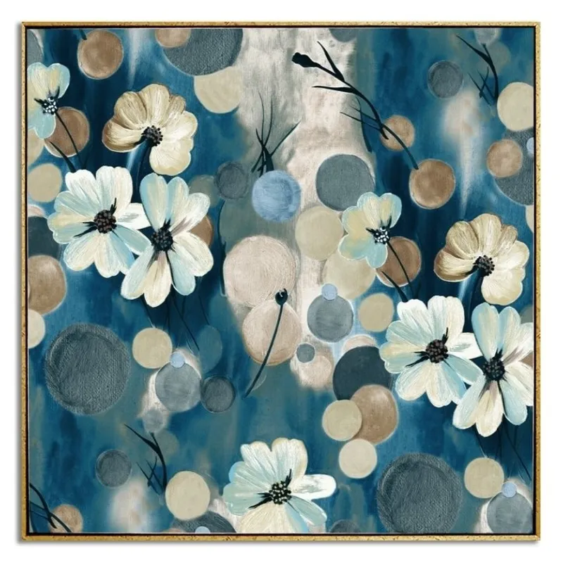 CUADRO CANVAS 60x60cm MARCO PINTURA FLORES AZUL 2 en Azul - Decoración de pared, Uruguay | Decohogar