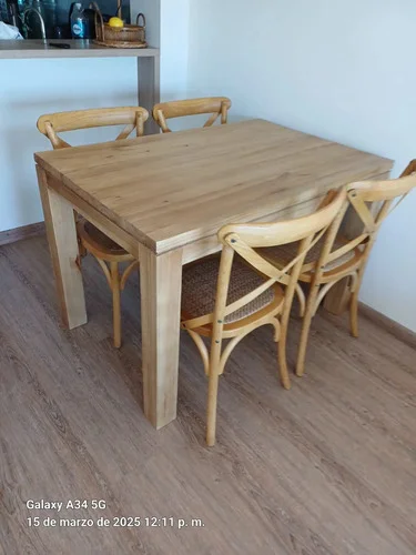 Juego Comedor Madera Maciza Rectilineo 4 Sillas 120x80-ozark A Eleccion en Madera natural - Mesas de comedor, Uruguay | Ozark Home, vista 2