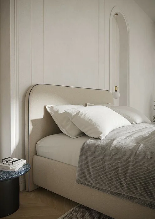Respaldo tapizado con vivos curvos en Rosa - Dormitorio, Uruguay | Pieza Clave, vista 3