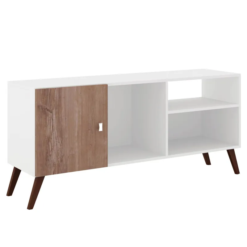 Rack Tv Linea Retro Mesa De Living 1 Puerta Rt3014 Blanco en Blanco/rústico - Muebles para TV, Uruguay | Muebles Express
