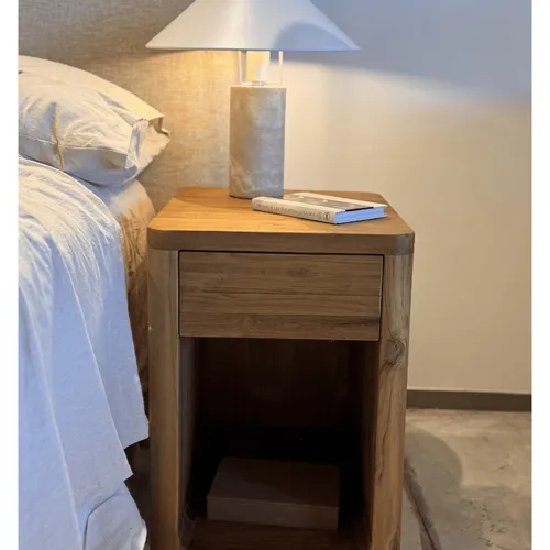 MESA DE LUZ TEKA NATURAL en Madera natural - Mesas de luz, Uruguay | Masinfinito Casa