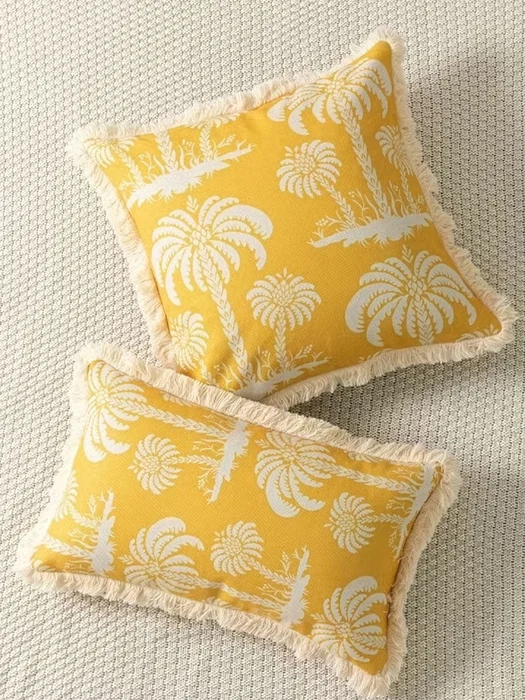 Almohadón Tropical Flecos en Amarillo - Textiles, Uruguay | Cabana, vista 3