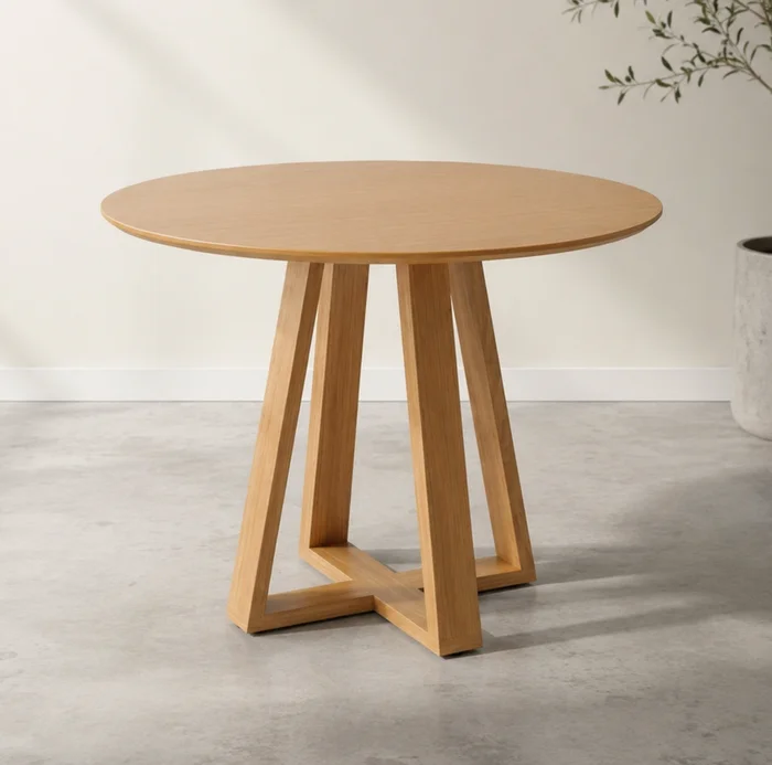 Mesa Agustina Redonda 105CM - 100% MDF en Madera natural - Mesas de comedor, Uruguay | Balton