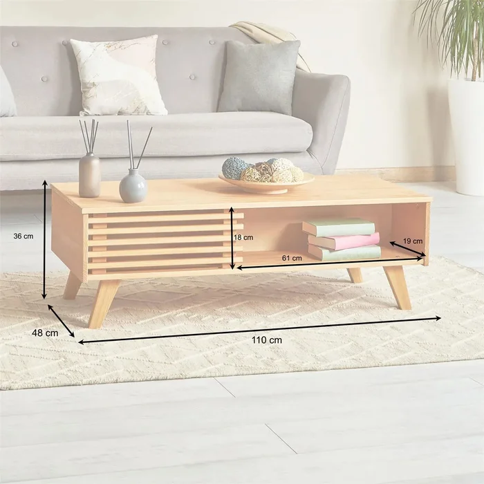 Mesa Ratona Ripado Sean - Madera Maciza en Madera natural - Mesas de living, Uruguay | Balton, vista 3