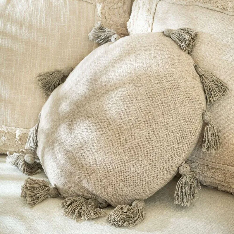 ALMOHADON 100% ALGODON REDONDO - CRUDO - 45 CMS en Blanco - Textiles, Uruguay | La Iberica