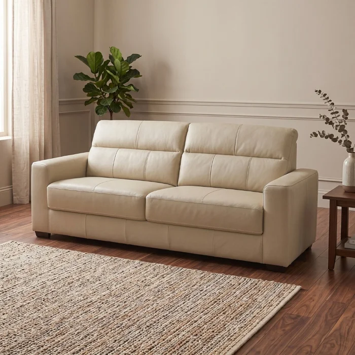 Sillón 100% Cuero - 2 Cuerpos - Sublime - Arena en Beige - Sillones y sofás, Uruguay | Rústico Hogar