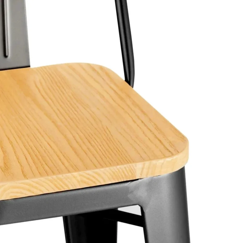 Banqueta Butaca con Respaldo Metal Madera - Tolix - Negro en Negro - Butacas, banquetas y puffs, Uruguay | Ecowood, vista 4