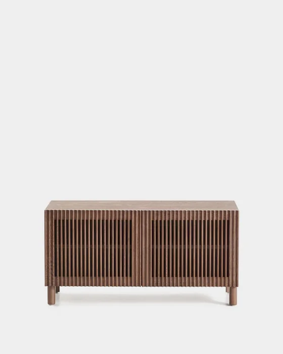 Zapatero Beyla 2 puertas de chapa y madera maciza de fresno con acabado tono nogal 98,5 cm en Marrón - Butacas, banquetas y puffs, Uruguay | Kavehome, vista 5