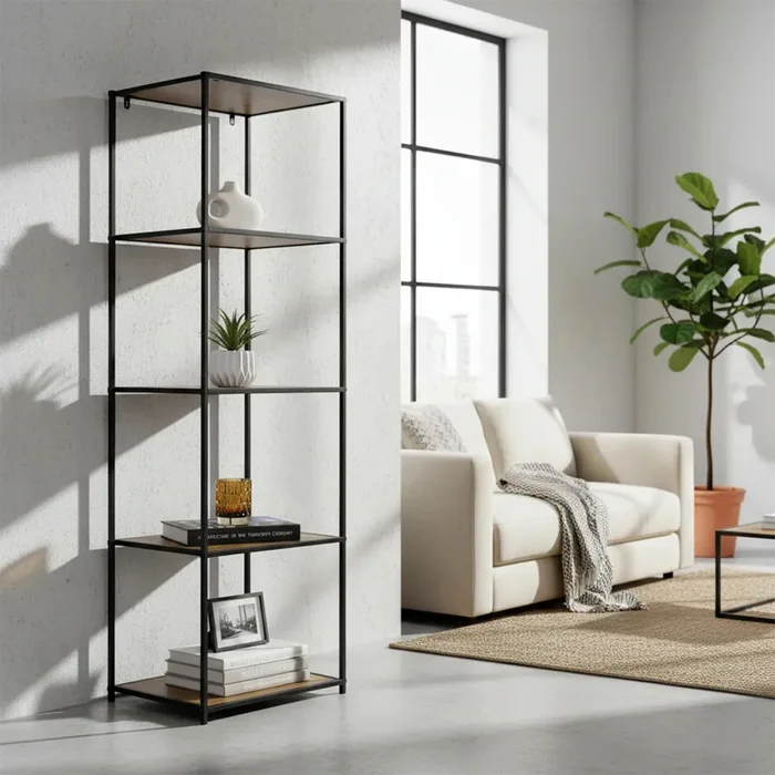 ESTANTERIA 5 NIVELES 45X30X150CM MADERA Y METAL en Negro - Bibliotecas, Uruguay | Koz, vista 2