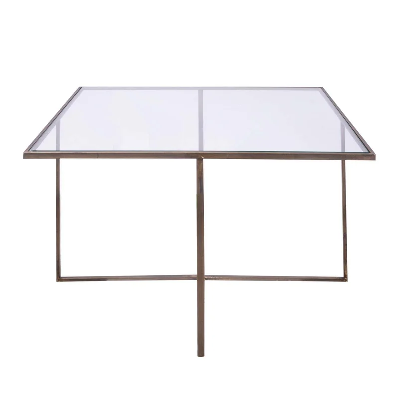Mesa Auxiliar Vidrio Gris Strasburg 779206 Bronce en Dorado - Mesas de living, Uruguay | Divino, vista 3