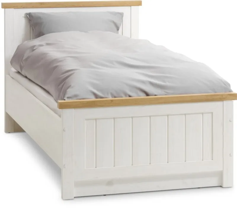 Estructura cama MARKSKEL 1 Plaza 90x190 blanco / roble natural - Dormitorio, Uruguay | JYSK